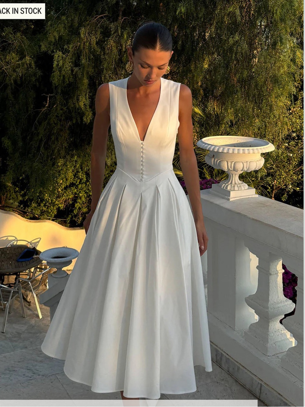 Meshki White Keely V-Neck Sleeveless Midi Dress